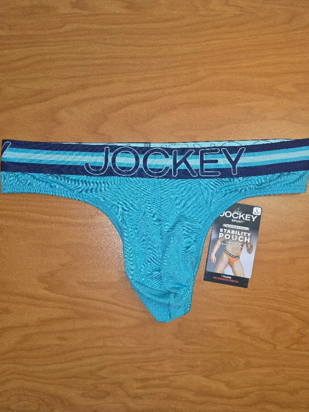 Jockey Men's Sport Stability Pouch Microfiber Thong - Large - Ocean Teal
